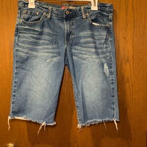 Old Navy Blue Distressed Denim Bermuda Shorts